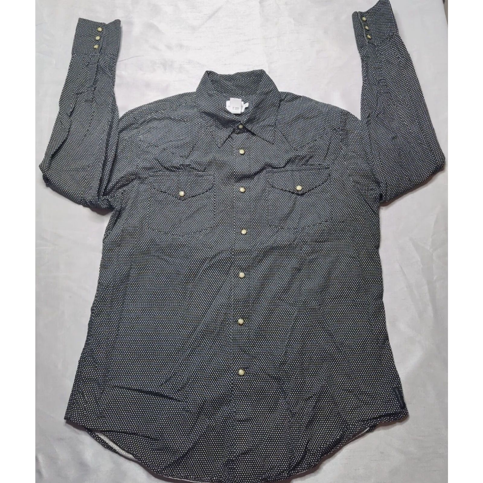 Calvin Klein CALVIN KLEIN Men Medium Star-Dotted Pearl Snap Black Long Sleeve Button-Up Western Shirt Size US M / EU 48-50 / 2 - 6 Thumbnail