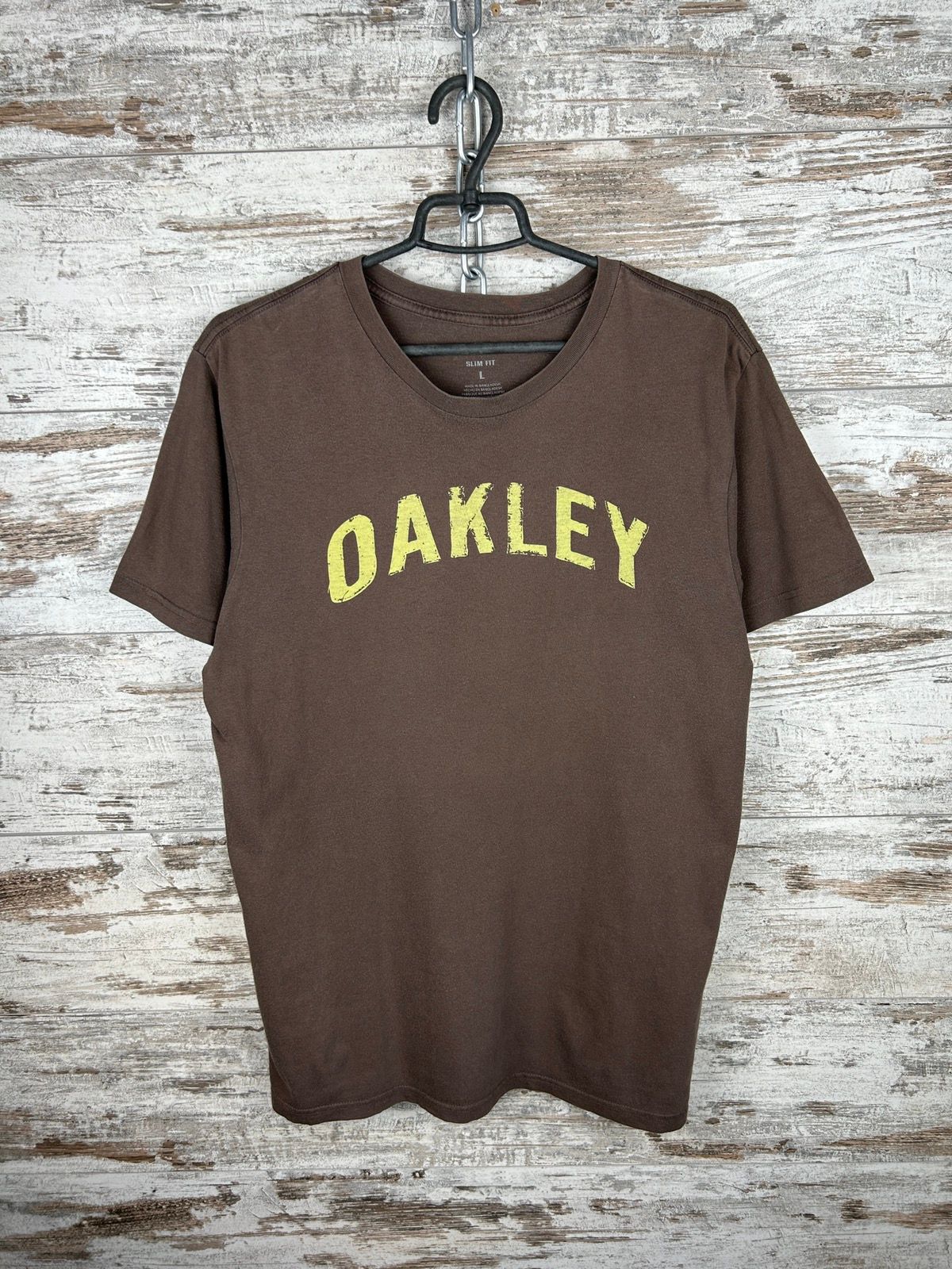 Pre-owned Oakley X Vintage Mens Vintage Oakley Brown T Shirt Y2k Tee Japanese (size Large)