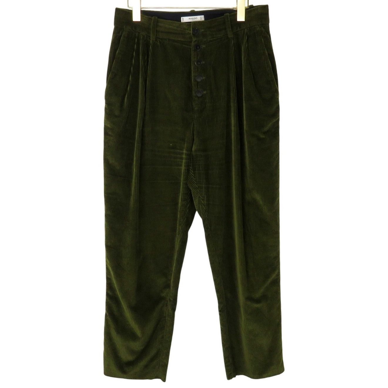 Mango Mango Olive Green Corduroy Pants Straight Leg Size 6 Size 30" / US 8 / IT 44 - 2 Thumbnail