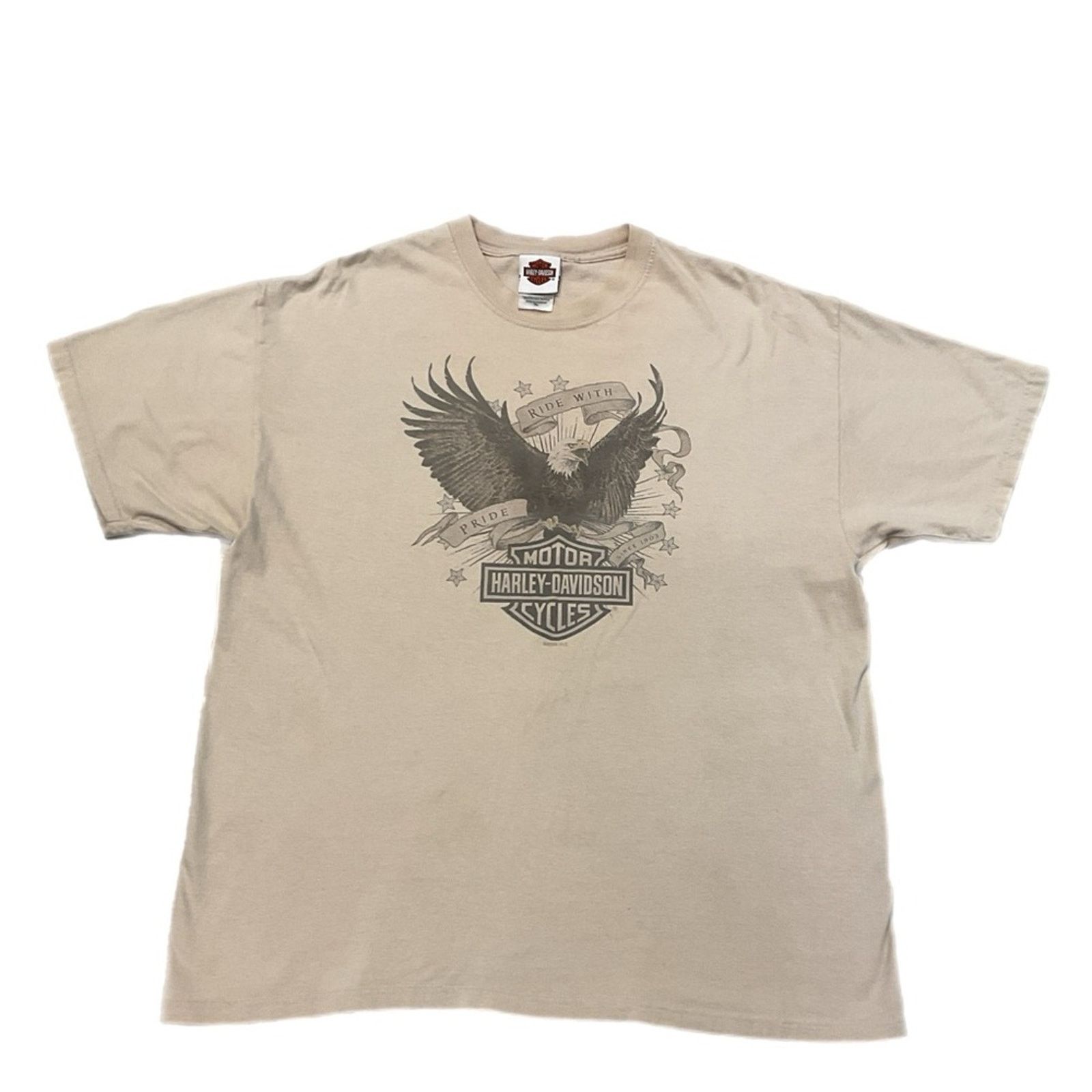 Harley Davidson Harley Davidson “Ride With Pride” Beige Graphic T-Shirt Size US XL / EU 56 / 4 - 1 Thumbnail
