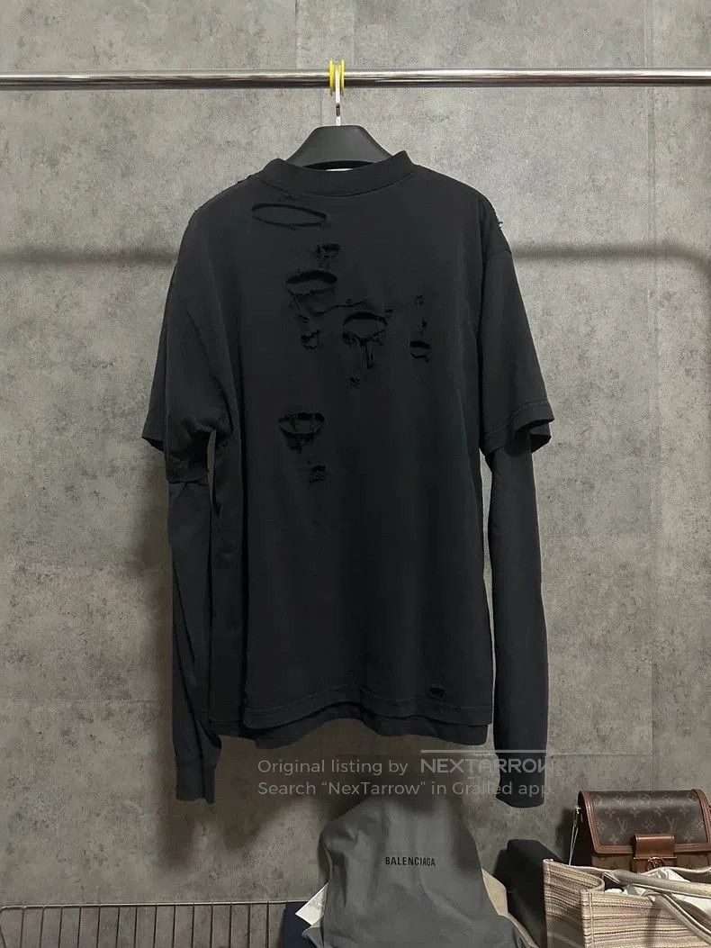 Balenciaga Balenciaga 3B Logo Distressed Longsleeve. Size US S / EU 44-46 / 1 - 4 Thumbnail