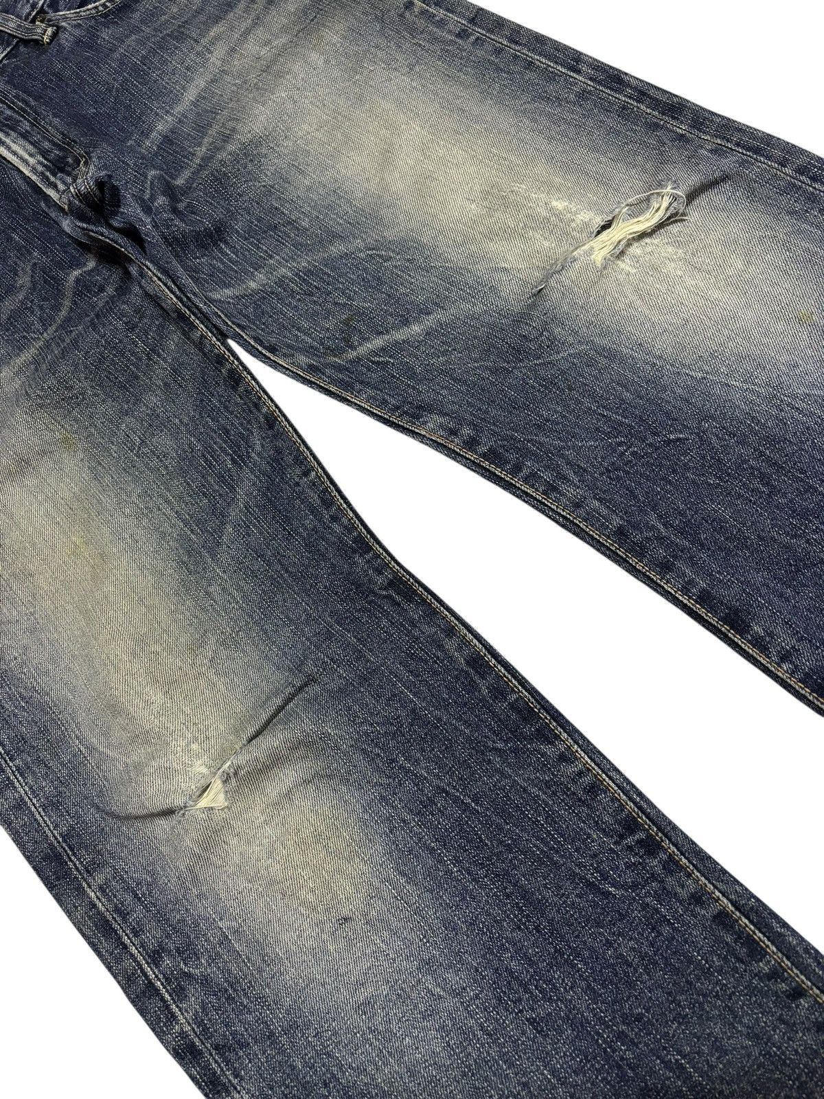 Edwin Vtg 90s Edwin Japan 505 Selvedge Distressed Jeans Size US 30 / EU 46 - 5 Thumbnail