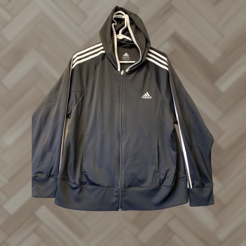 Adidas VINTAGE Adidas Track Jacket Mens Black XL Zip Up 3 Stripes Running Active 54-47 Size US XL / EU 56 / 4 - 1 Thumbnail