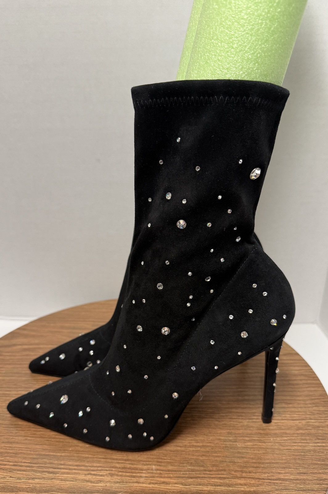 Stuart Weitzman Stuart Weitzman Cosmic 100 Black Suede Stretch Bootie Size US 8.5 / IT 38.5 - 2 Thumbnail
