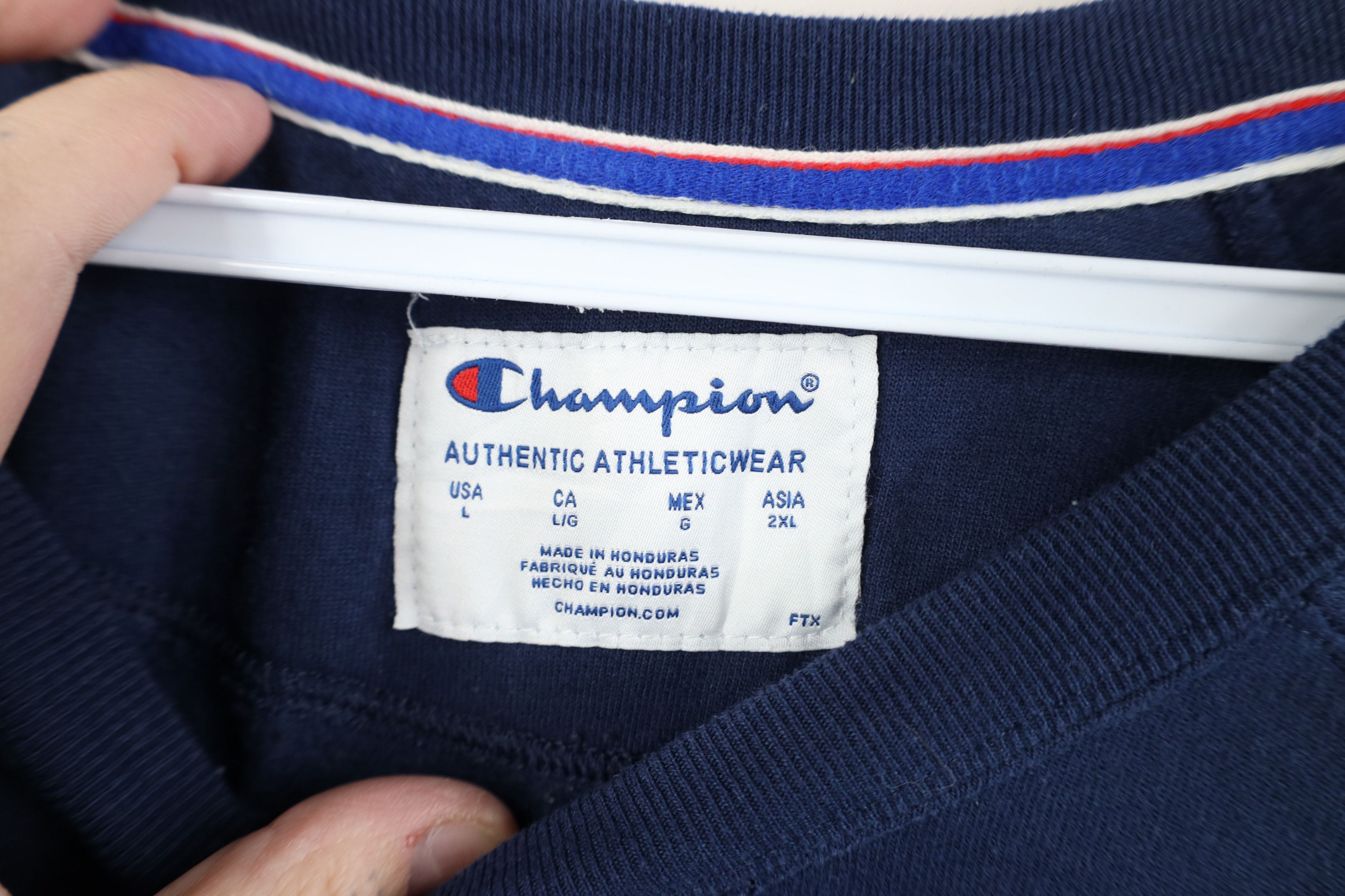 Champion Vintage Y2K Champion Spell Out Script Sweatshirt Navy Blue Size L / US 10 / IT 46 - 9 Thumbnail