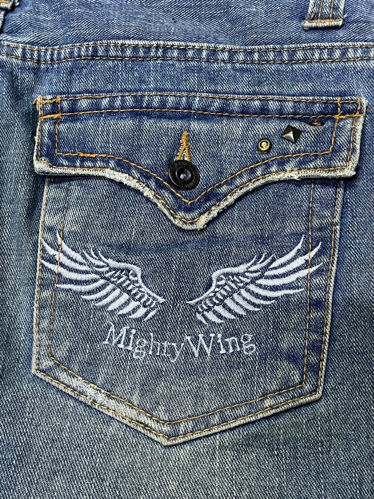 Japanese Brand × Le Grande Bleu (L.G.B.) × Tornado Mart Nylaus Japan Spiral Flare Studded Rhinestones Muddy Jeans Size US 32 / EU 48 - 21 Thumbnail