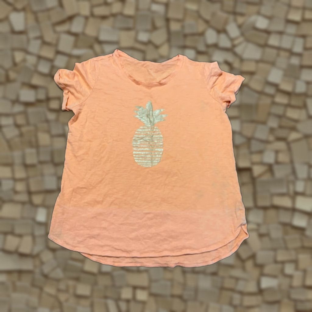 Vintage Tribal Shirt Women XL Orange Pineapple Print T-Shirt Short Sleeve Pullover Casual Basic Size XL / US 12-14 / IT 48-50 - 1 Thumbnail