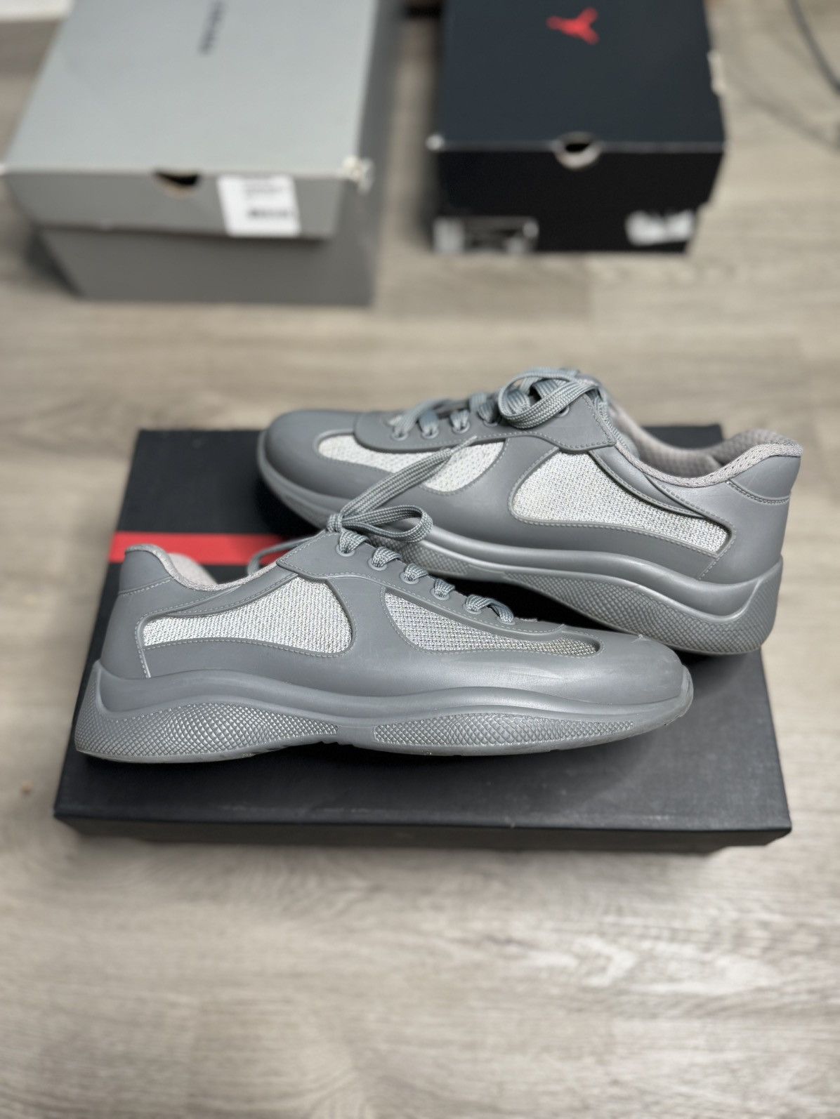 Prada Prada America’s Cup Sneaker Soft Rubber Steel Grey Size US 8 / EU 41 - 1 Thumbnail
