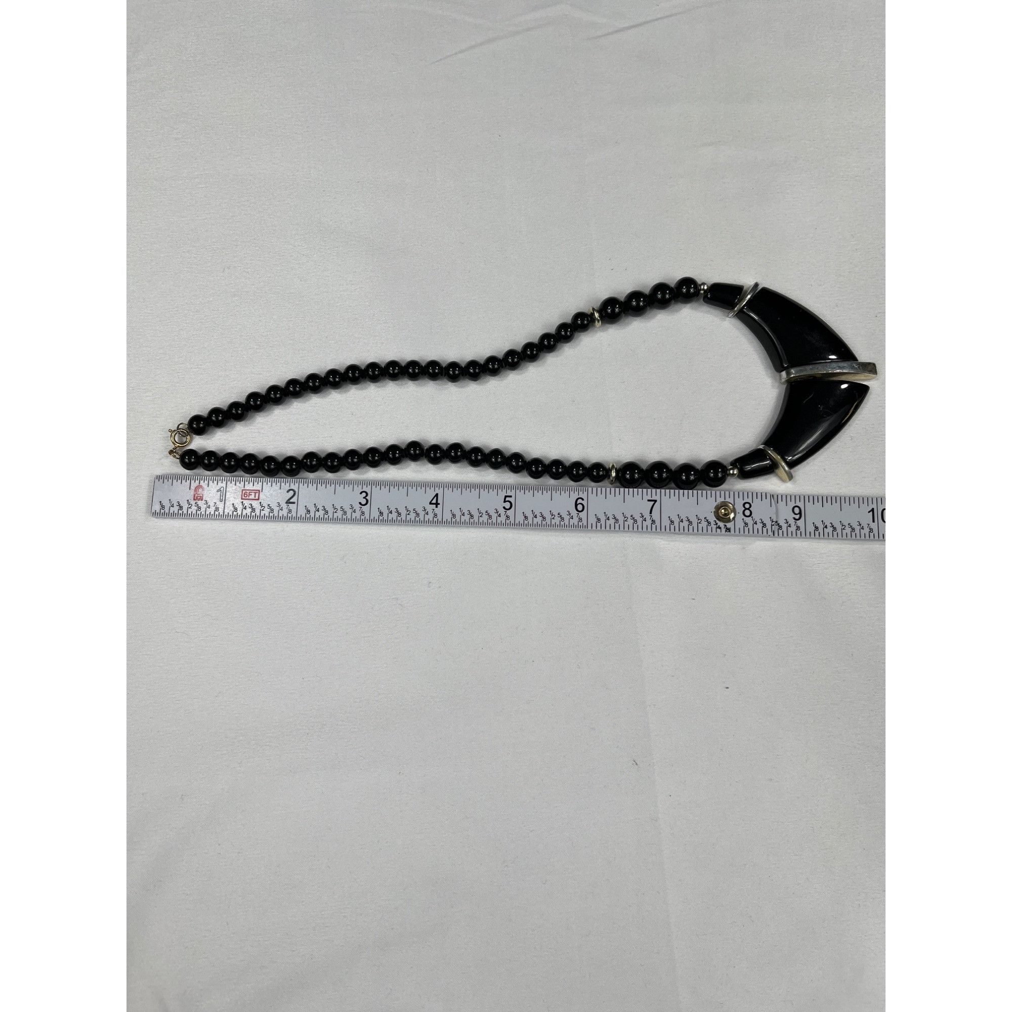 Vintage Womens SKU 7855 Black Beaded Necklace Geometric Bib like Pen Size ONE SIZE - 4 Thumbnail