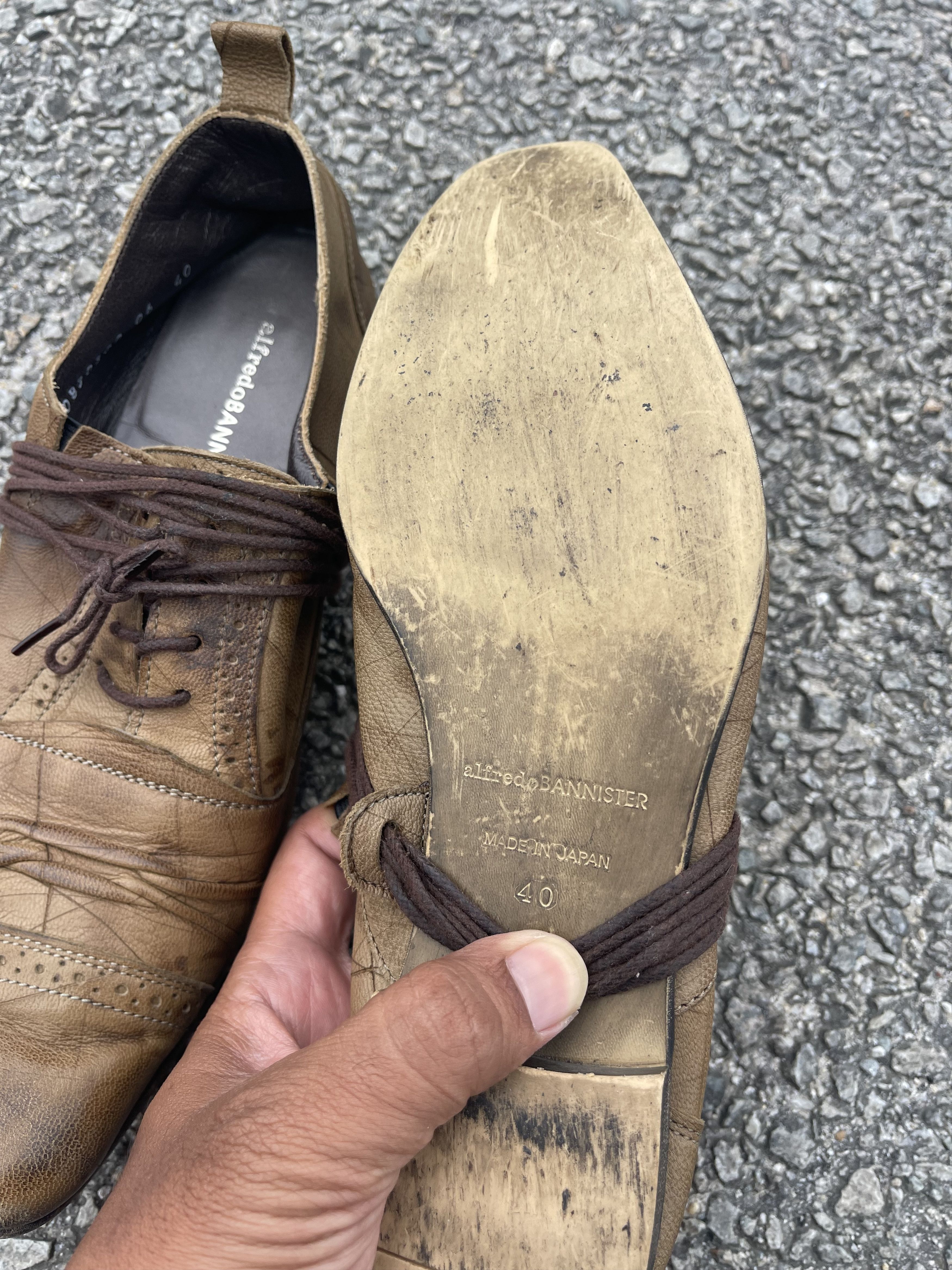 Alfredo Bannister RARE Alfredo BANNISTER Brown Leather Shoes Vtg Patina Derby Size US 7 / EU 40 - 4 Thumbnail
