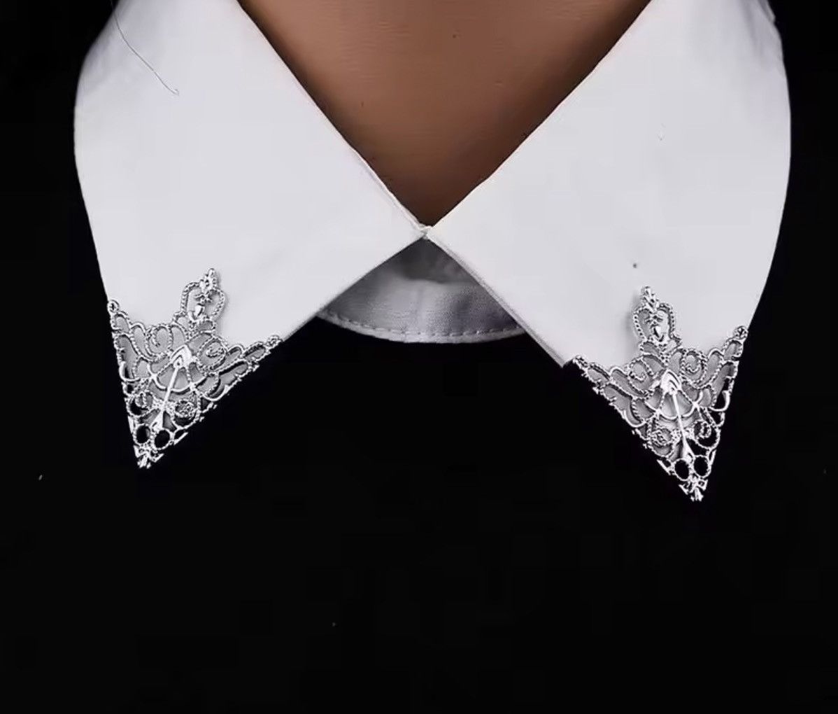 Jewelry WESTERN Gothic Filigree Collar Tips Size ONE SIZE - 1 Thumbnail