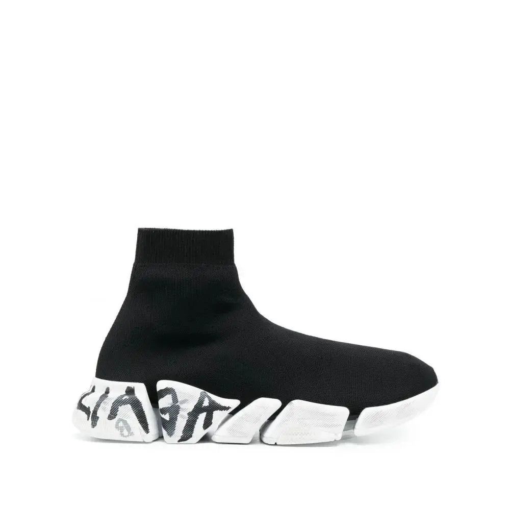 Balenciaga o1mt1gz0425 Speed 2.0 Graffiti Recycled Knit Sneakers Pink Size US 7 / EU 40 - 1 Thumbnail