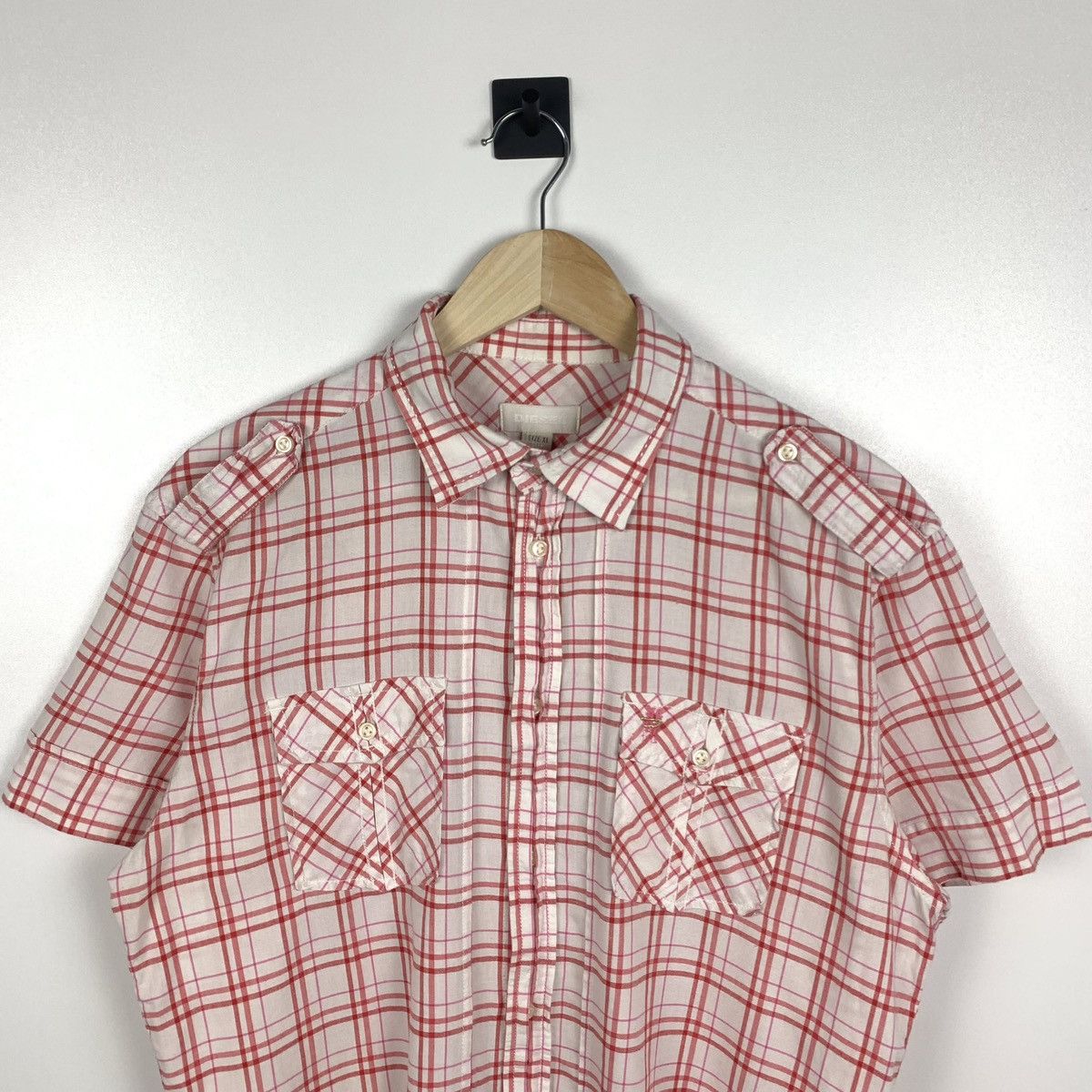 Diesel Vintage Y2K Diesel Avant Garde Plaid Shirt Short Sleeve XL Size US XL / EU 56 / 4 - 2 Thumbnail