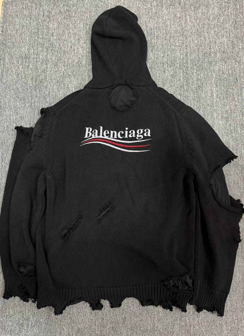 Balenciaga Balenciaga FW21 Wreck Coke Knit Hoodie 2504-Nextarrow Size US M / EU 48-50 / 2 - 2 Thumbnail