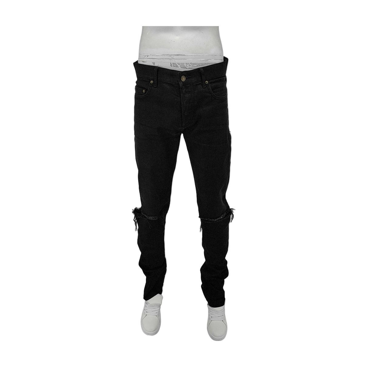Saint Laurent Paris Saint Laurent Distressed Knee Black Casual Pants Size 31 Size US 31 - 1 Thumbnail