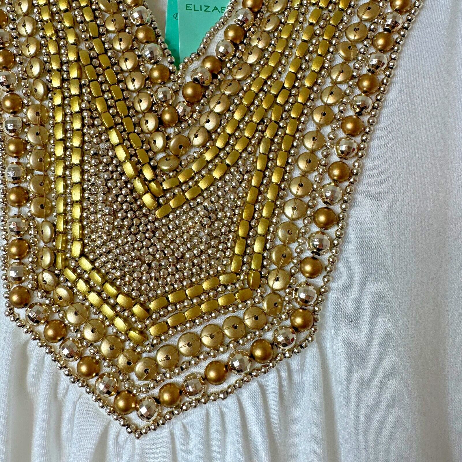 Other NWT Elizabeth Hurley Beach White Jemima Maxi Gold Bead Med Size M / US 6-8 / IT 42-44 - 3 Thumbnail