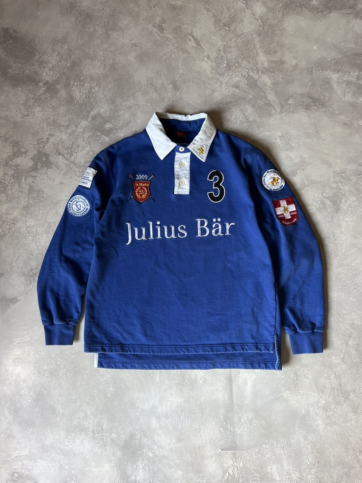 image of Vintage St.moritz Cartier Polo Club Rugby in Blue, Men's (Size Medium)