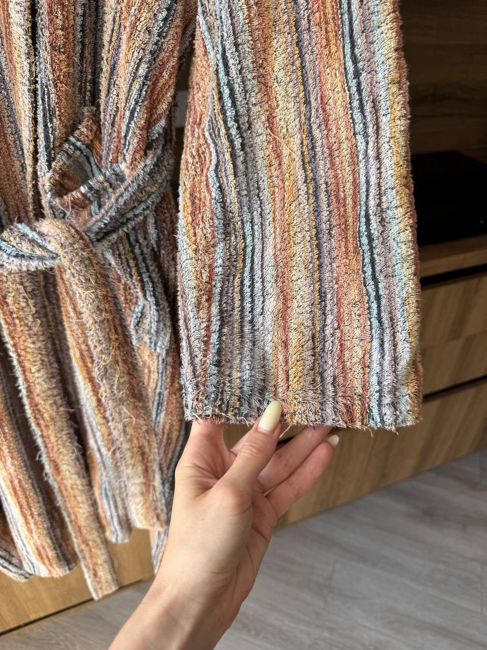 Missoni Vintage MISSONI Hooded Bath Robe Belted Zigzag Towelling Size US M / EU 48-50 / 2 - 3 Thumbnail