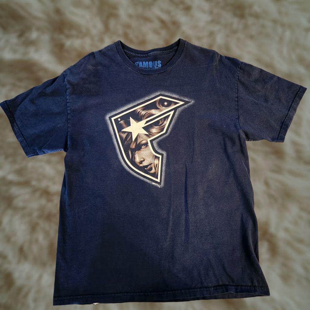 Logo 7 Famous Stars & Stripes T Shirt Tee Mens Large Logo Navy Blue Graphic Print Short Sleeve Crew Neck Skate Y2K Men Regular Vintage No F Logo Size US L / EU 52-54 / 3 - 1 Thumbnail