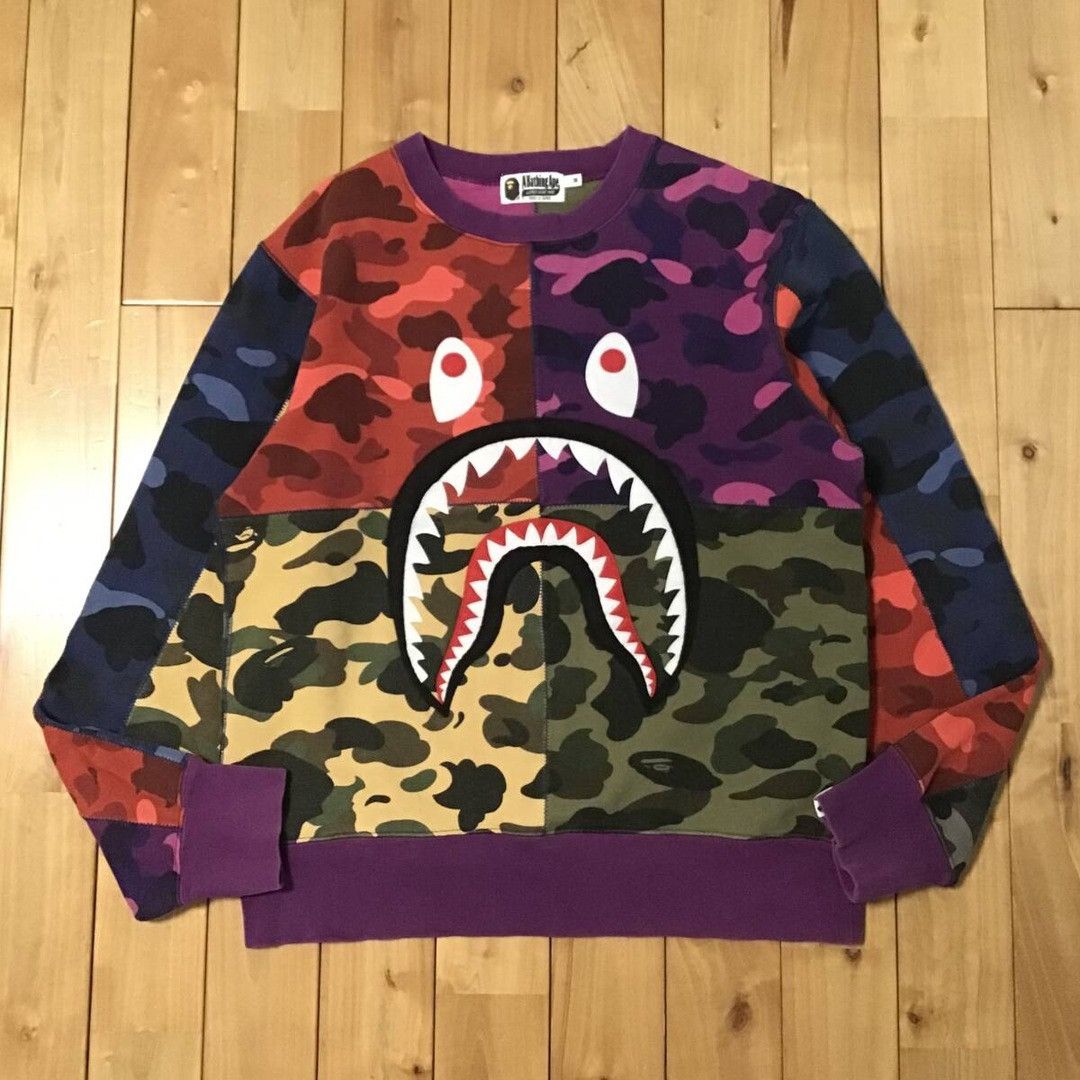 Bape BAPE Mix camo shark sweat shirt a bathing ape Size US M / EU 48-50 / 2 - 1 Thumbnail