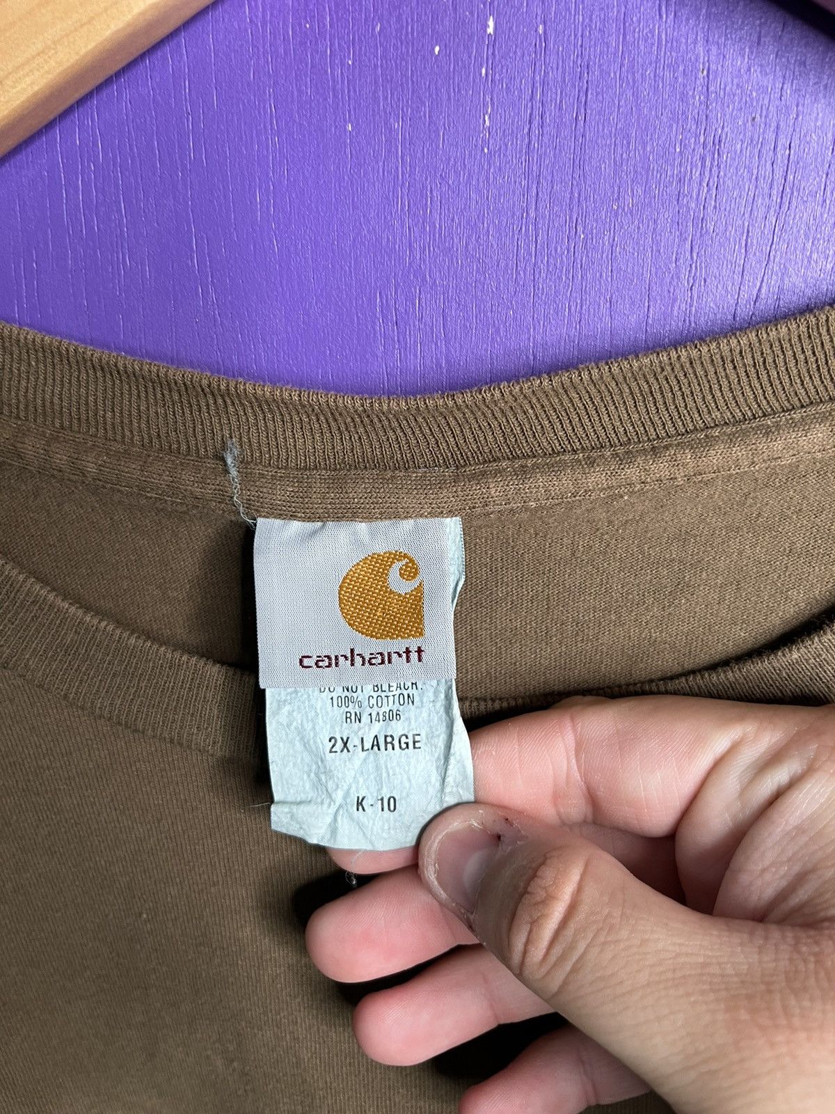 Carhartt × Vintage Vintage 90s Carhartt essential faded pocket tee Size US XXL / EU 58 / 5 - 4 Thumbnail