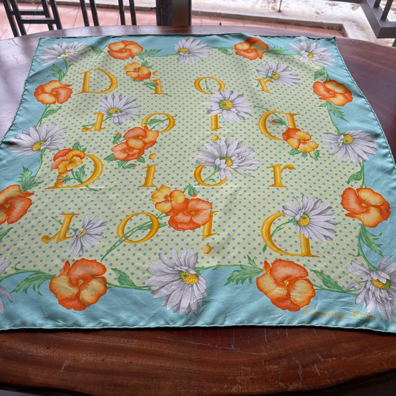 Christian Dior Monsieur Vintage Christian Dior Floral Print Silk Scarf Size ONE SIZE - 4 Thumbnail