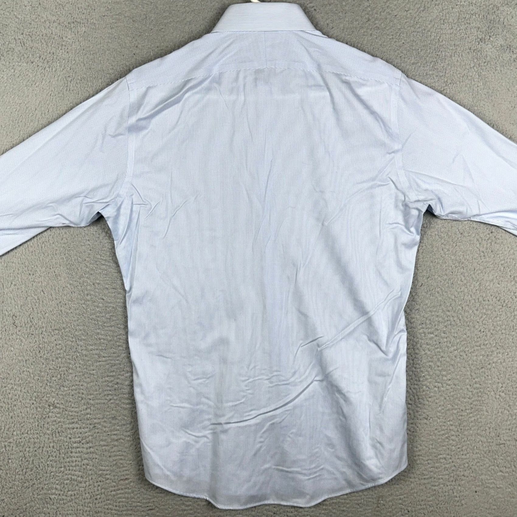 Vintage T.M. Lewin Shirt Mens 16-36 Dress Slim Fit Striped Non-Iron Blue White Button Up Casual Office Workwear Mens Size 42R - 3 Thumbnail