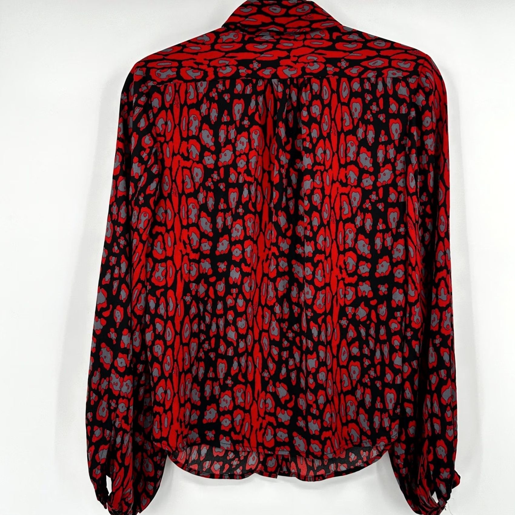 Vintage Bardot Red Leopard Button Down Long Sleeve Collared Top S 6 Size S / US 4 / IT 40 - 5 Thumbnail