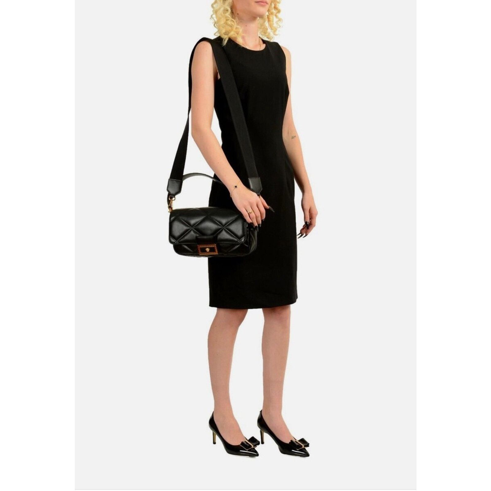 Versace VERSACE QUILTED BLACK LEATHER GOLD MEDUSA GOLD CHAIN BAG $2K Size ONE SIZE - 2 Thumbnail