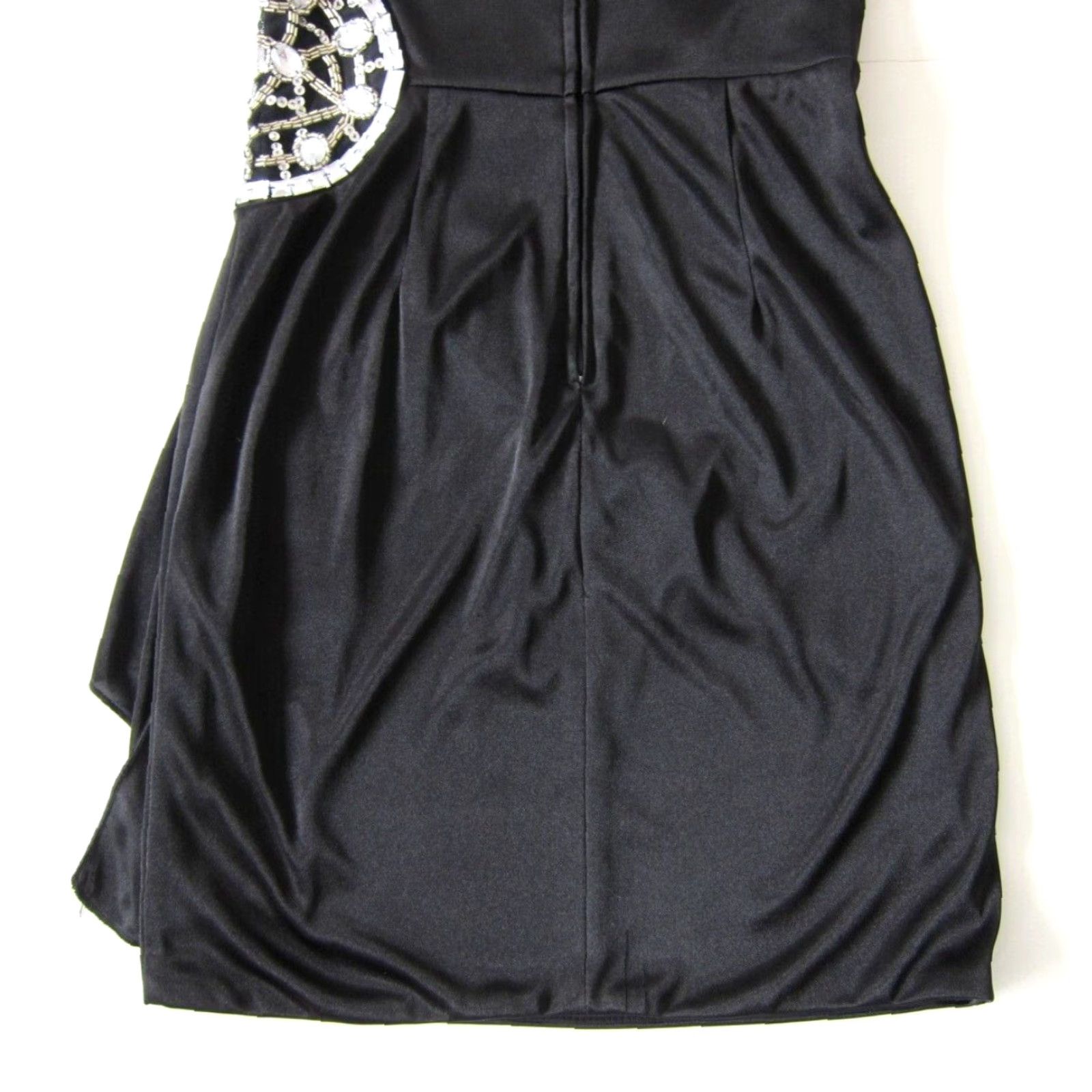 Vintage Teeze Me Black Satin Stretch Diamond Jewel Ruched Strapless Prom Party Dress M Womens Dress Size M / US 6-8 / IT 42-44 - 5 Thumbnail