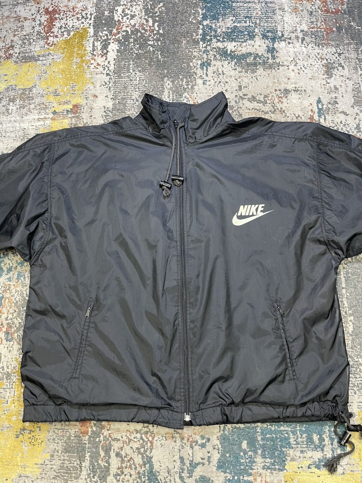 Nike Vintage 90s Nike Big Swoosh Windbreaker Jacket Size US L / EU 52-54 / 3 - 3 Thumbnail