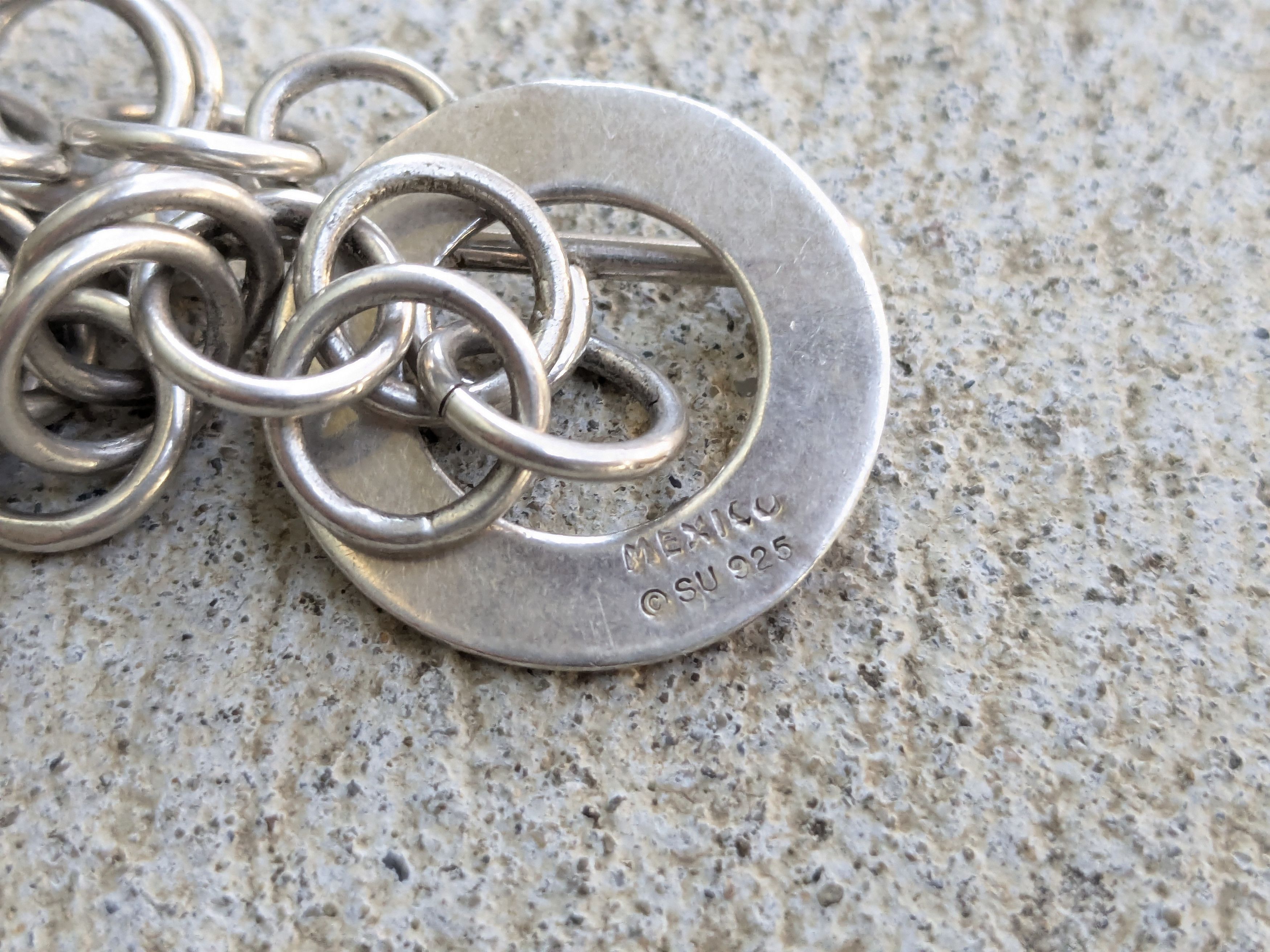 Jewelry Vintage Sterling Silver Choker Necklace Round Toggle Chain Size ONE SIZE - 7 Thumbnail