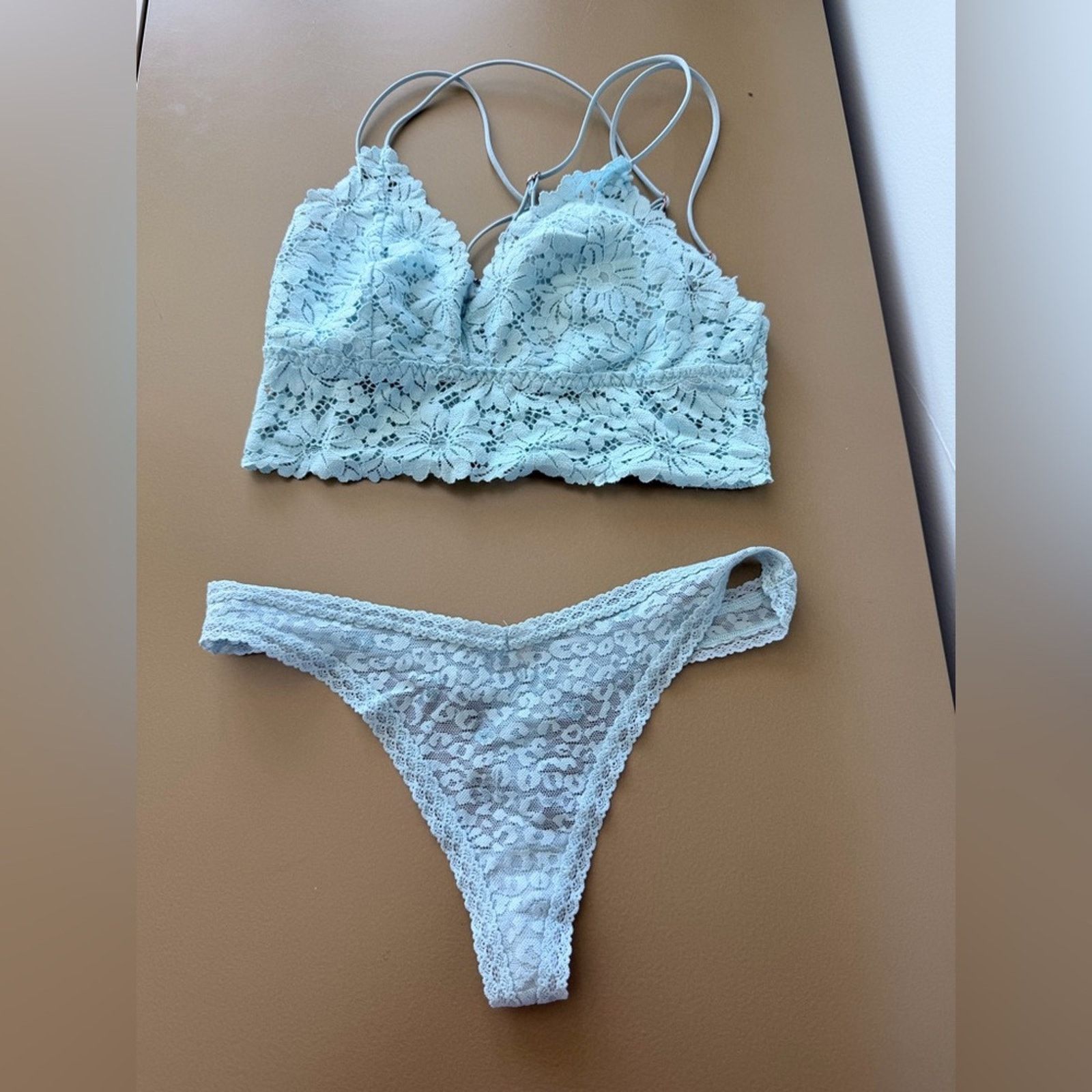Victoria's Secret Victoria Secret Light Blue Lace Bralette & Panties Set S Size ONE SIZE - 6 Thumbnail