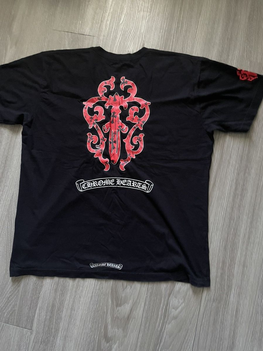 Image of Chrome Hearts Red Dagger Tshirt in Black, Men's (Size XL)