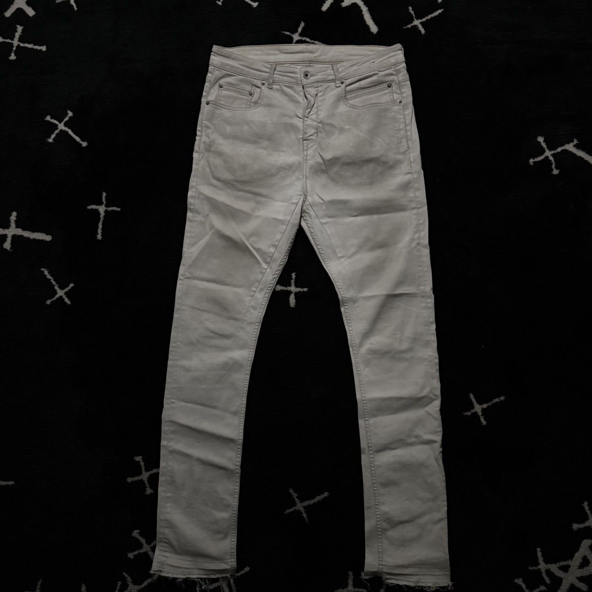 Pre-owned Rick Owens Ss20 - Detroit Cut Denim Pants In White
