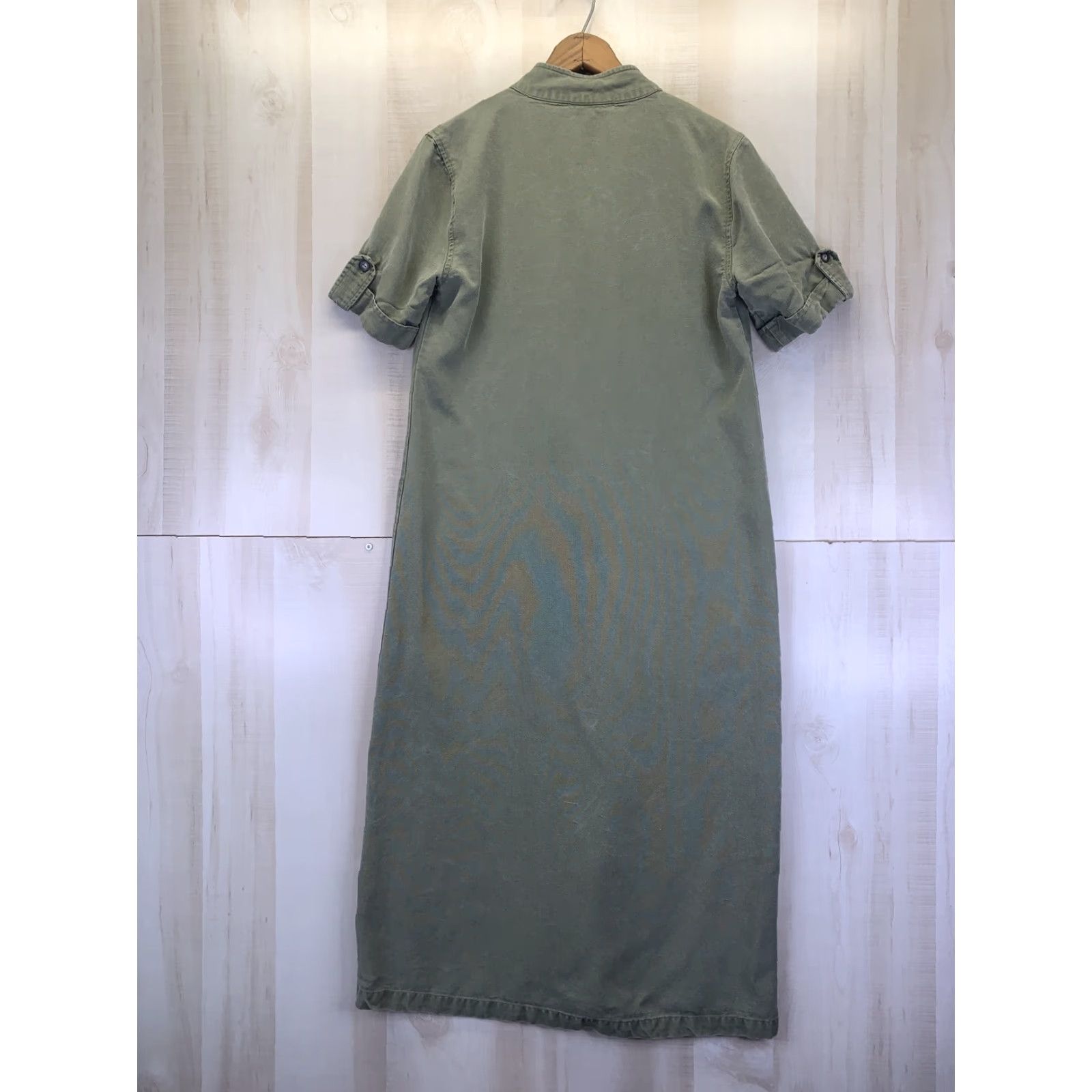 Bloomingdale's VINTAGE Bloomingdale’s Weathered Green Button Front Roll Sleeve Shirt Dress Sz 8 Size M / US 6-8 / IT 42-44 - 8 Thumbnail