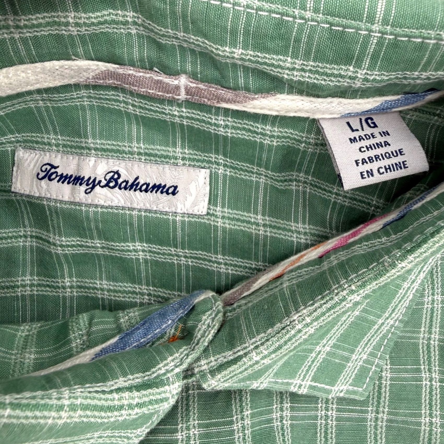 Tommy Bahama Tommy Bahama Mens Green Plaid Linen Tencel Blend Button-Down Shirt L Size US L / EU 52-54 / 3 - 4 Thumbnail