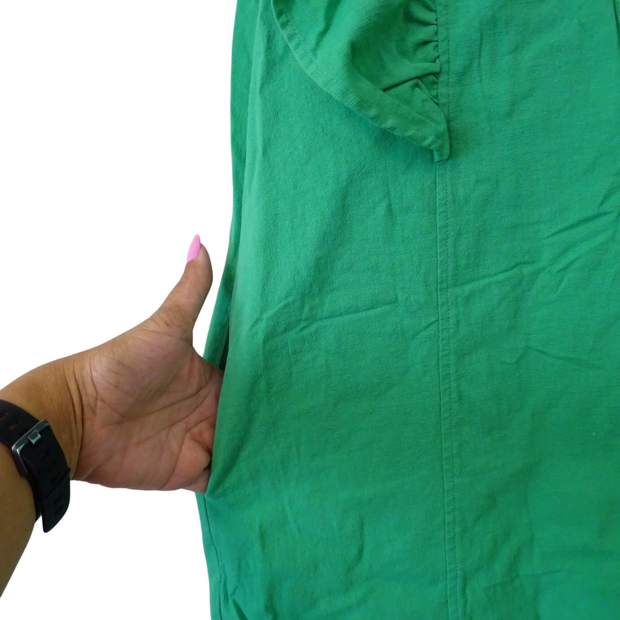 Other Entro Green Ruffle Button Up Shirt Sheath Dress Size M Size M / US 6-8 / IT 42-44 - 3 Thumbnail