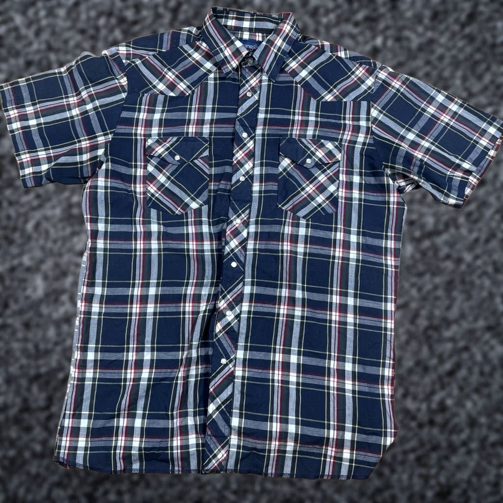 Wrangler VINTAGE Wrangler Plaid Pearl Snap Shirt XL Mens Blue Western Cowboy Rodeo Button-Up Size US XL / EU 56 / 4 - 1 Thumbnail