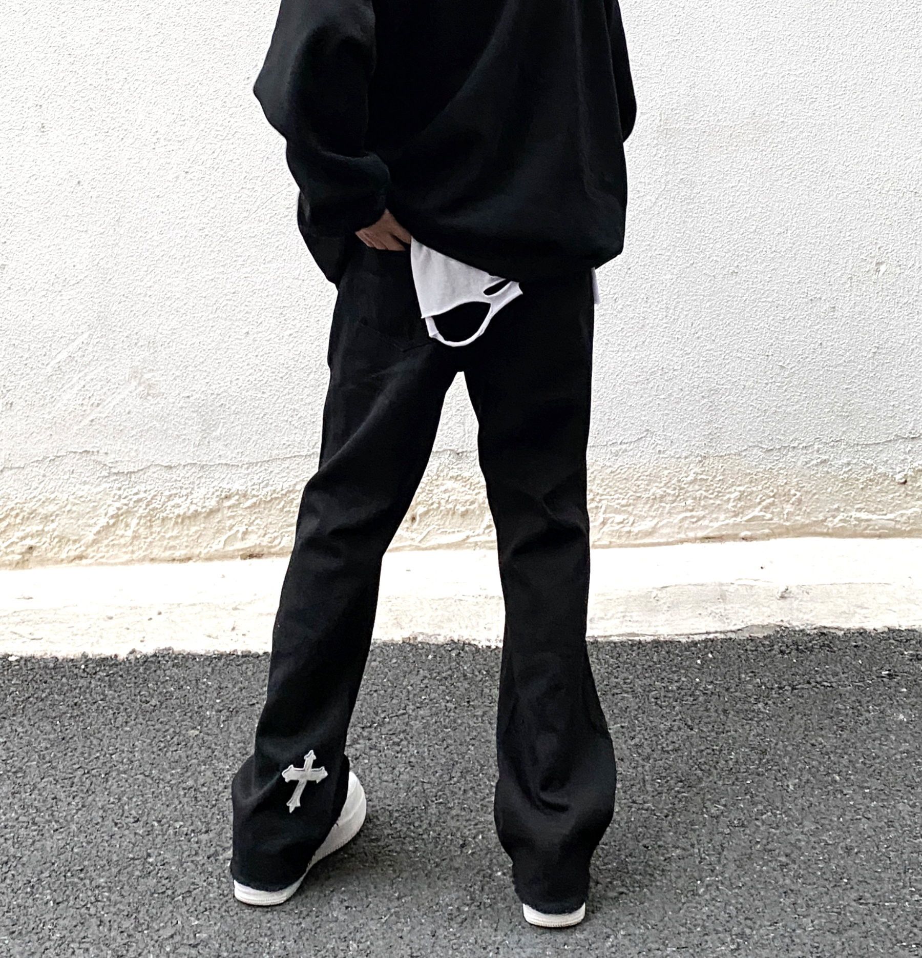 Designer × Japanese Brand × Vintage Vintage Hippie Gothic Cross Flared Jeans Glamour Rave Size US 31 - 2 Thumbnail