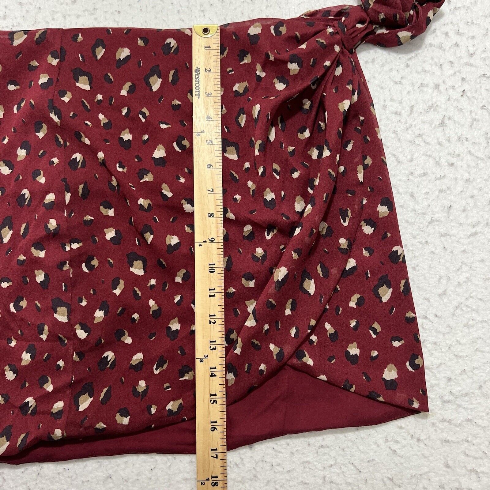 Other Bardot Maroon Animal Printed Side Tie Zip Up Chiffon Skirt Size 30" / US 8 / IT 44 - 8 Thumbnail