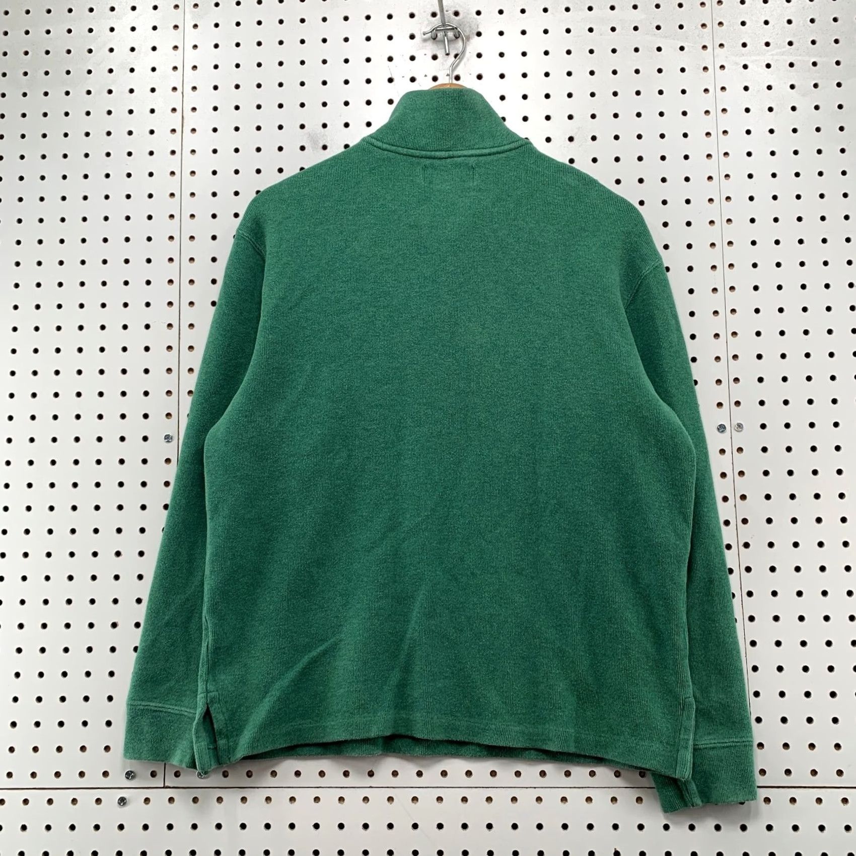 Polo Ralph Lauren Polo Ralph Lauren Sweater Mens M Green 1/4 Zip Leather Tab Full Zip Mock Neck Casual Knit Sweatshirt Size US M / EU 48-50 / 2 - 2 Thumbnail