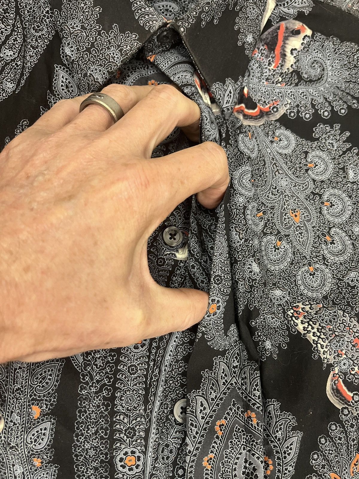 Givenchy Givenchy SS15 Koi Paisley Shirt w/ Orange Panel (Tisci) Size US M / EU 48-50 / 2 - 15 Thumbnail