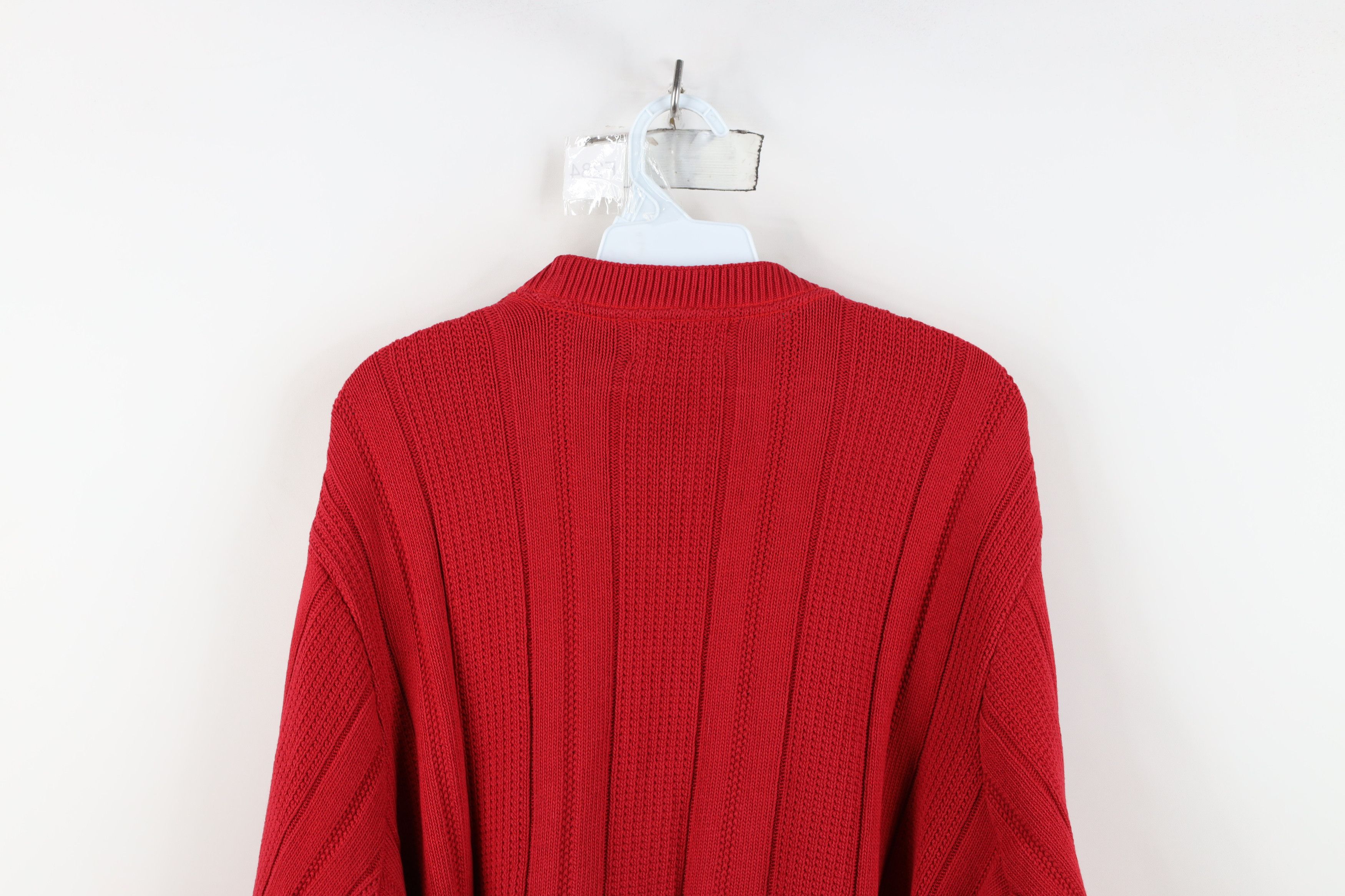 Vintage Vintage 90s Streetwear Ribbed Knit Crewneck Sweater Red Size US L / EU 52-54 / 3 - 12 Thumbnail