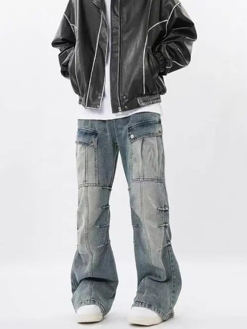 VIBE Retro Heavy Duty Washed Multi-Pocket Cargo Jeans Size US 32 / EU 48 - 4 Thumbnail