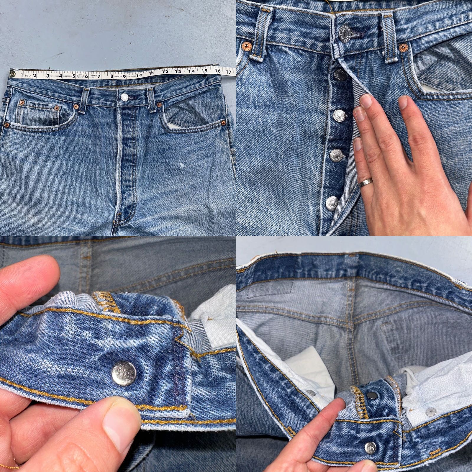 Levi's VINTAGE Levis 501 90s USA XX Straight Leg Jeans 35x36 Blue Light Wash 32x32 Men Size US 35 - 8 Thumbnail
