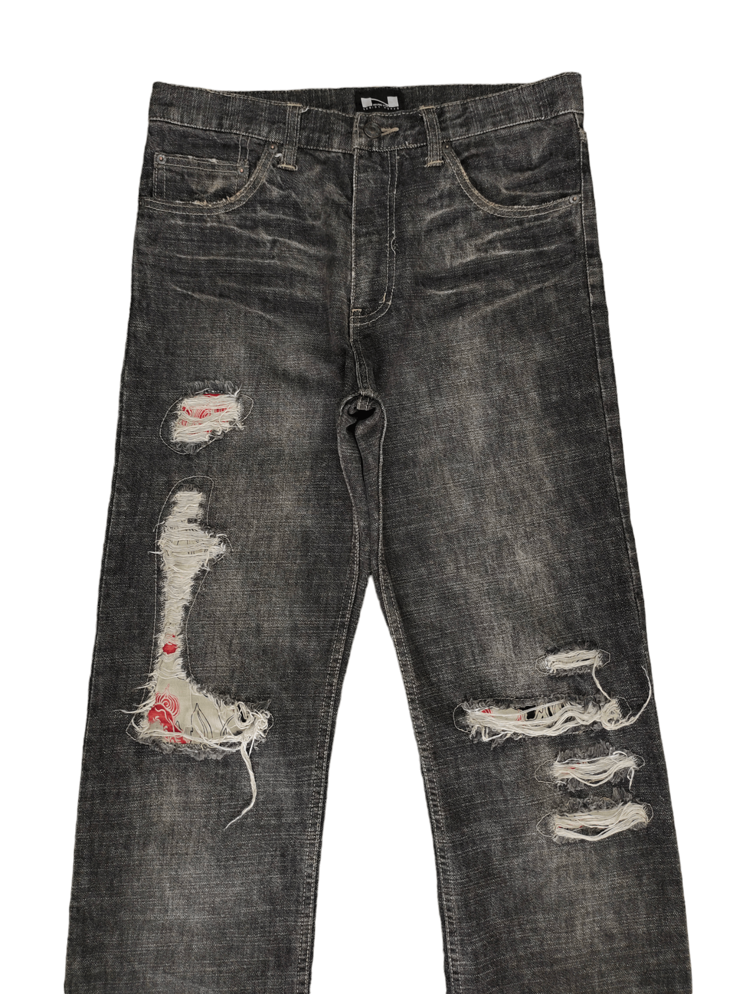 Hysteric Glamour Nylaus Patchwork Distress Denim Pants Undercover Style Size US 31 - 2 Thumbnail