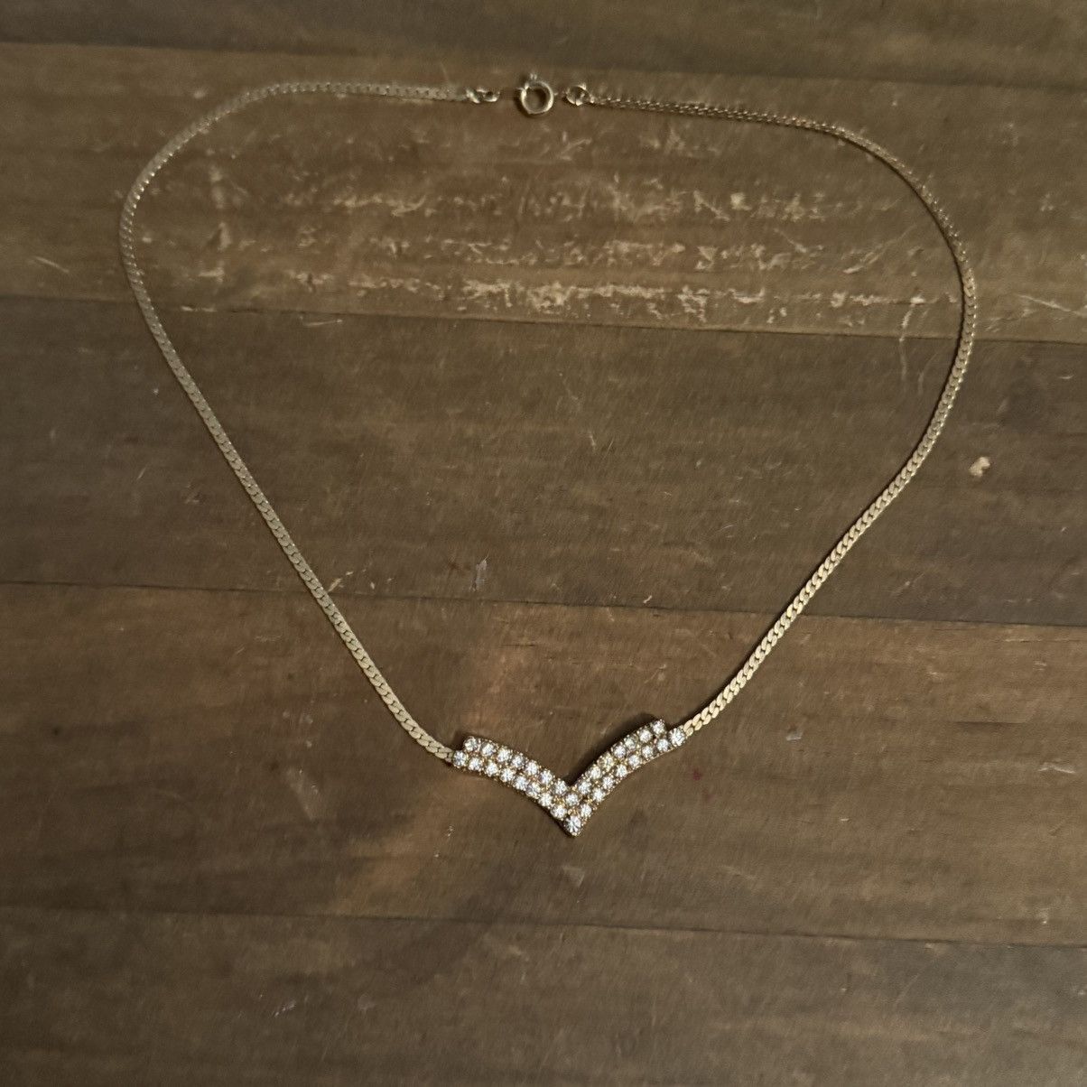 Vintage Vintage gold tone rhinestone chevron necklace Size ONE SIZE - 3 Thumbnail