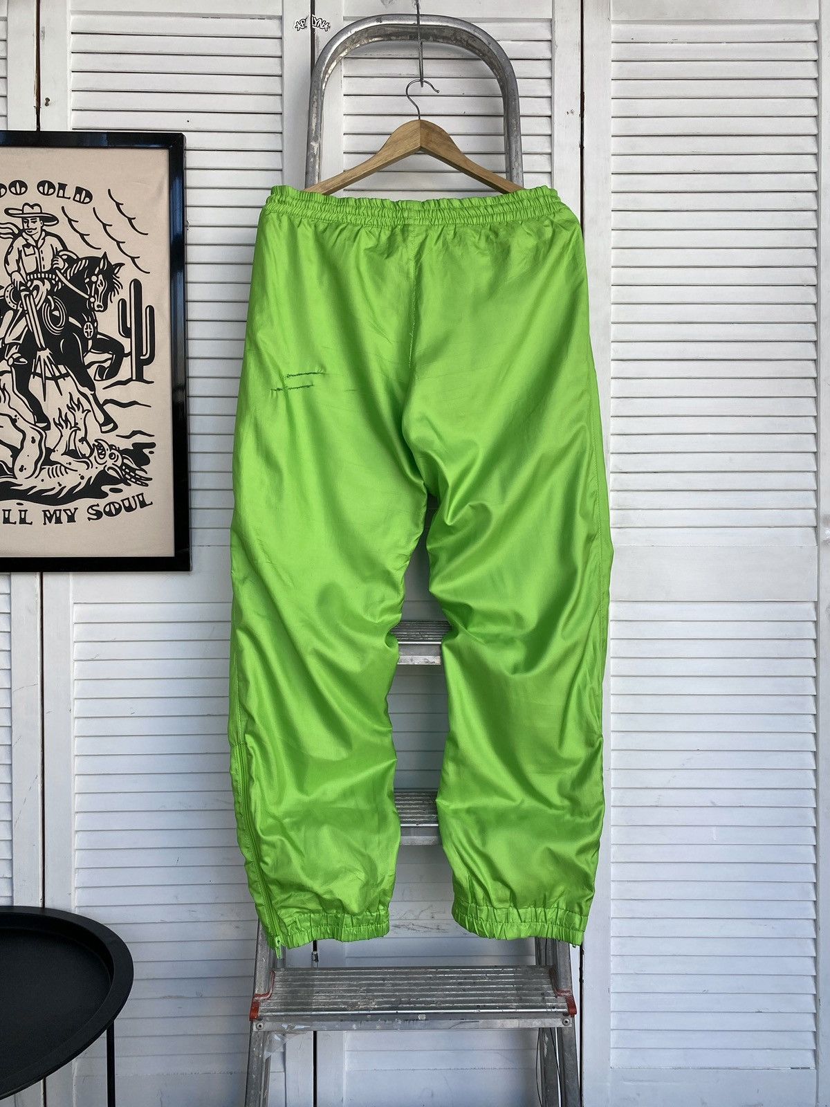 Puma × Vintage Vintage 90s Puma Track Retro Pants in Neon Green Y2K Joggers Size US 32 / EU 48 - 2 Thumbnail