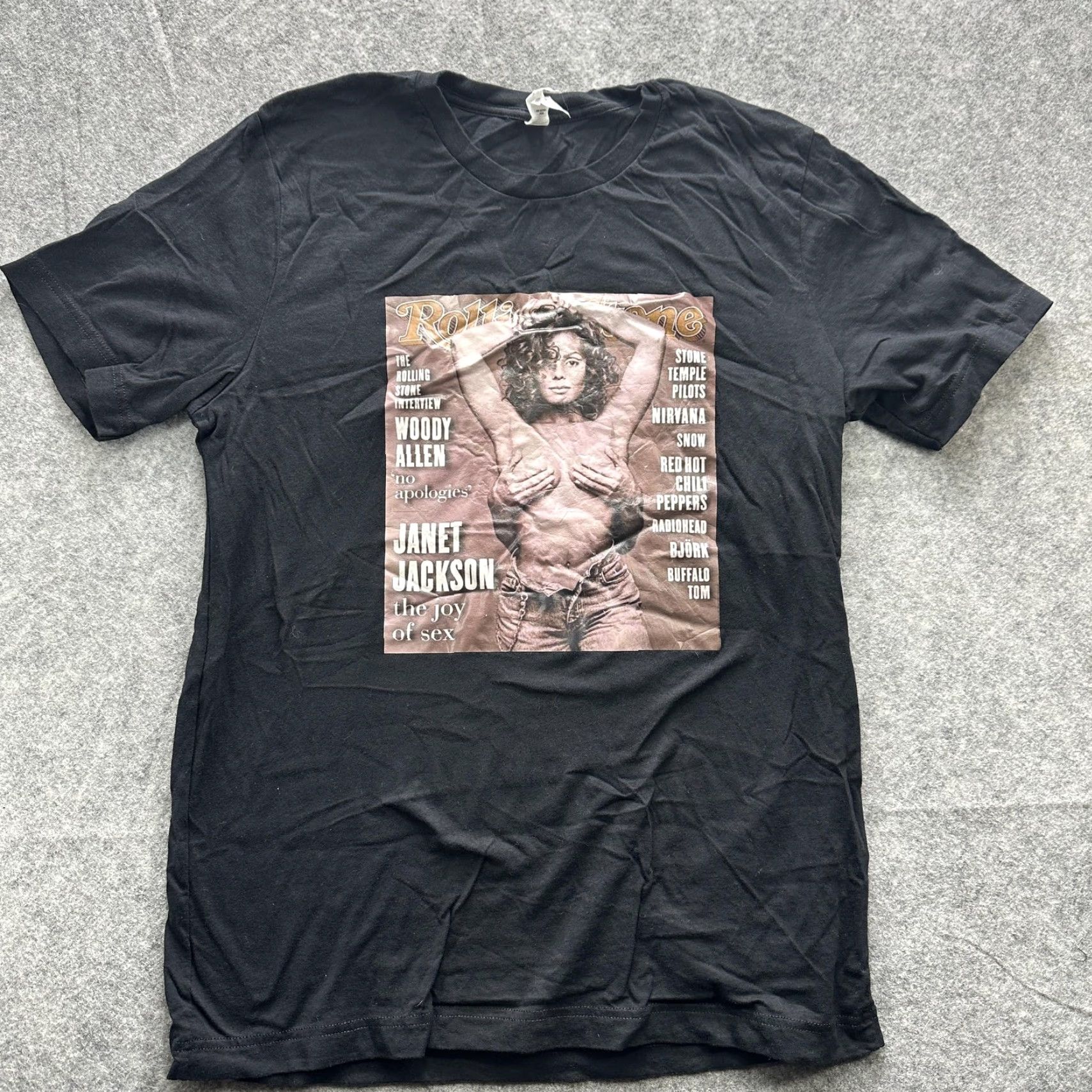 Vintage Janet Jackson Rolling Stone Shirt Mens Large Black Graphic Music Tee Cover Size US L / EU 52-54 / 3 - 2 Thumbnail